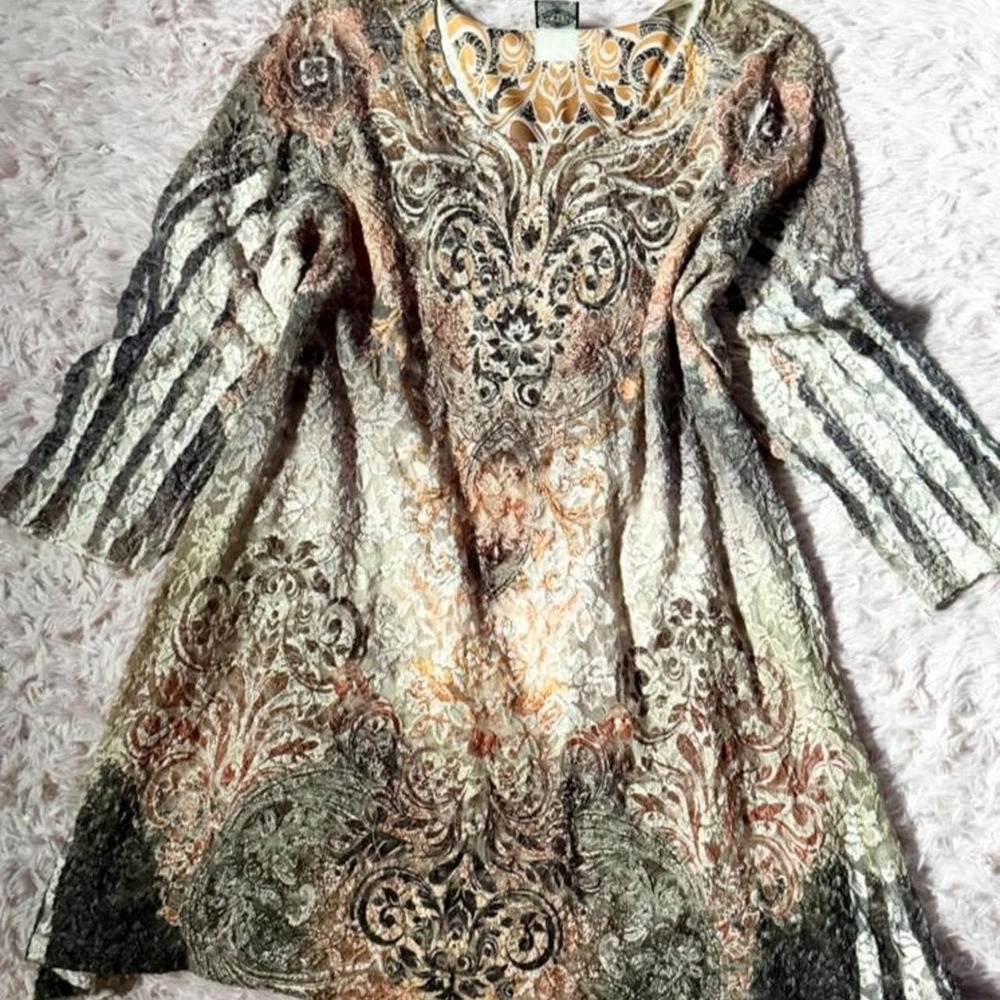 Vintage Y2K Cottage Core McBling Indie Floral Grunge Boho Tunic Womens 2XL